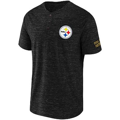 Men's NFL x Darius Rucker Collection by Fanatics Black Pittsburgh Steelers Slub Henley T-Shirt
