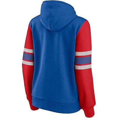 Women's Fanatics Branded Royal/Red Chicago Cubs Primary Script Full-Zip Hoodie