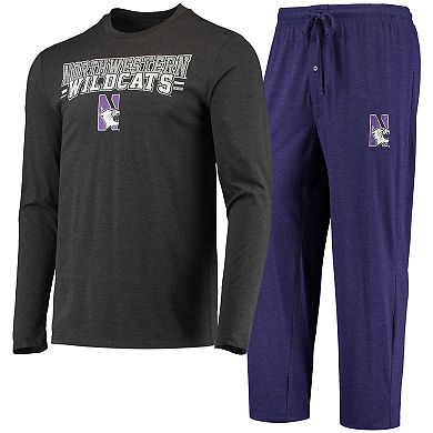 Men's Concepts Sport Purple/Heathered Charcoal Northwestern Wildcats Meter Long Sleeve T-Shirt & Pants Sleep Set
