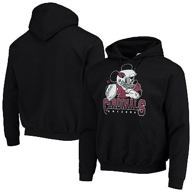 Men's Junk Food Black Arizona Cardinals Disney Mickey Quarterback Pullover Hoodie