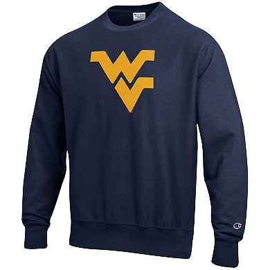 Men's Champion Navy West Virginia Mountaineers Vault Logo Reverse Weave Pullover Sweatshirt