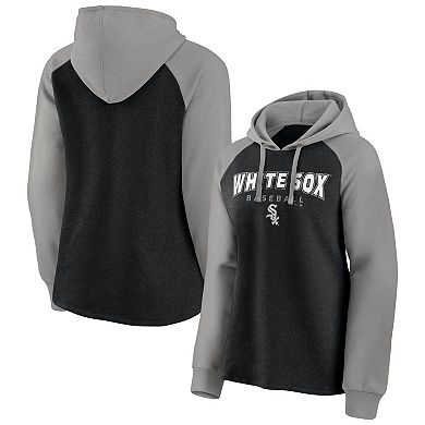Women's Fanatics Branded Black/Gray Chicago White Sox Recharged Raglan Pullover Hoodie