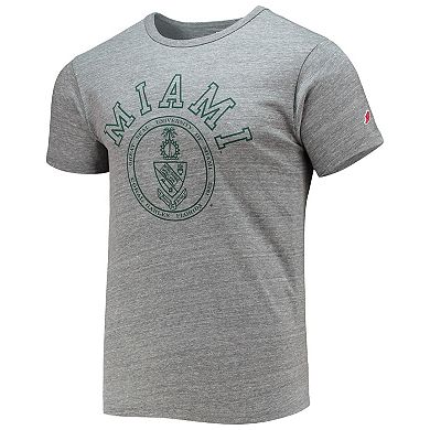 Men's League Collegiate Wear Heathered Gray Miami Hurricanes Tide Seal Nuevo Victory Falls Tri-Blend T-Shirt