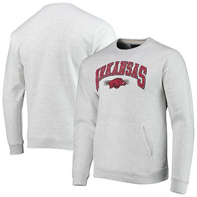 Men's League Collegiate Wear Heathered Gray Arkansas Razorbacks Upperclassman Pocket Pullover Sweatshirt