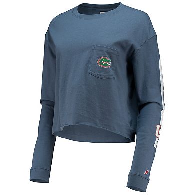 Women's League Collegiate Wear Navy Florida Gators Clothesline Cotton Midi Crop Long Sleeve T-Shirt