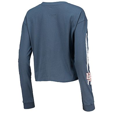 Women's League Collegiate Wear Navy Florida Gators Clothesline Cotton Midi Crop Long Sleeve T-Shirt