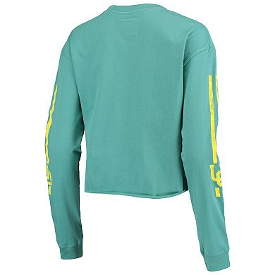 Women's League Collegiate Wear Green Oregon Ducks Clothesline Cotton Midi Crop Long Sleeve T-Shirt
