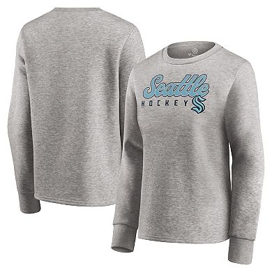 Women's Fanatics Branded Heathered Gray Seattle Kraken Fan Favorite Script Pullover Sweatshirt