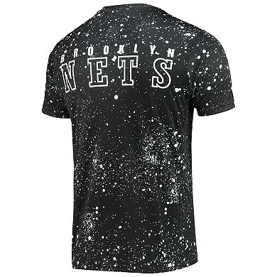 Men's FISLL Black Brooklyn Nets Splatter Print T-Shirt