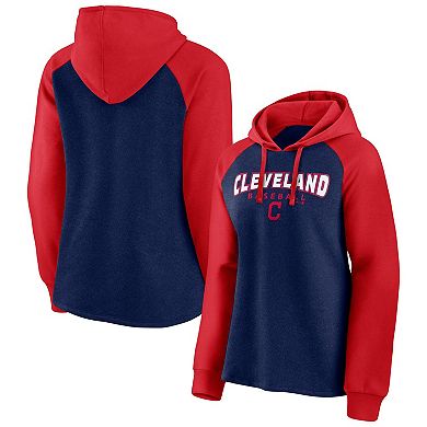 Women's Fanatics Branded Navy/Red Cleveland Indians Recharged Raglan Pullover Hoodie