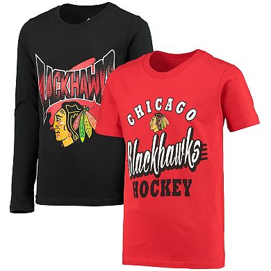 Youth Red/Black Chicago Blackhawks Two-Man Advantage T-Shirt Combo Set