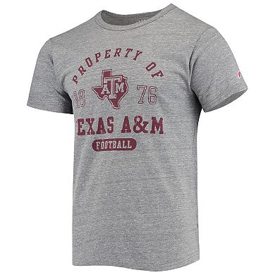 Men's League Collegiate Wear Heathered Gray Texas A&M Aggies Hail Mary Football Victory Falls Tri-Blend T-Shirt