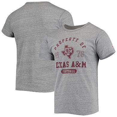 Men's League Collegiate Wear Heathered Gray Texas A&M Aggies Hail Mary Football Victory Falls Tri-Blend T-Shirt