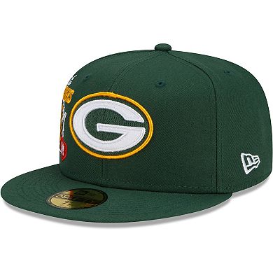Men's New Era Green Green Bay Packers City Cluster 59FIFTY Fitted Hat