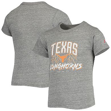 Youth League Collegiate Wear Heathered Gray Texas Longhorns Victory Falls Tri-Blend T-Shirt