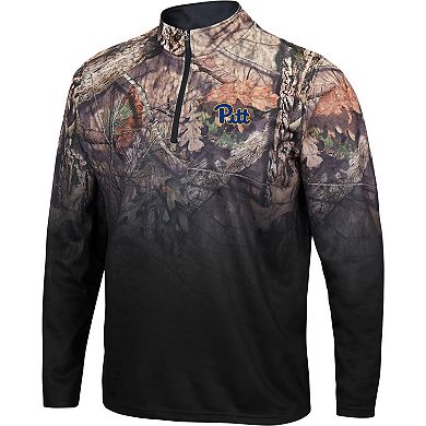 Men's Colosseum Black Pitt Panthers Mossy Oak Fleet II Quarter-Zip Jacket