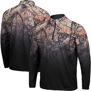 Men's Colosseum Black Pitt Panthers Mossy Oak Fleet II Quarter-Zip Jacket