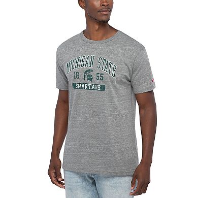 Men's League Collegiate Wear Heathered Gray Michigan State Spartans Volume Up Victory Falls Tri-Blend T-Shirt