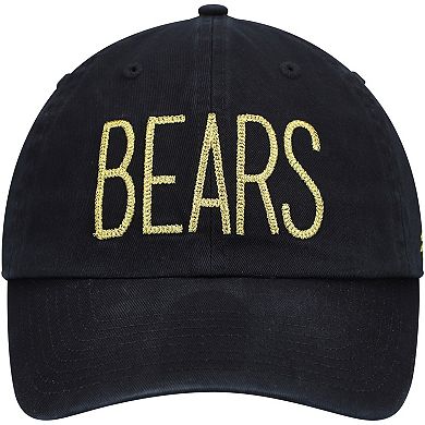 Women's '47 Black Chicago Bears Shimmer Text Clean Up Adjustable Hat