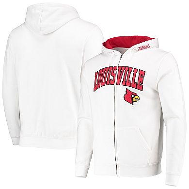 Men's Colosseum White Louisville Cardinals Arch & Logo 3.0 Full-Zip Hoodie