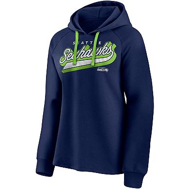 Women's Fanatics Branded Navy/Neon Green Seattle Seahawks First Contact Raglan Pullover Hoodie