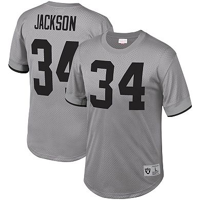 Men's Mitchell & Ness Bo Jackson Gray Los Angeles Raiders Retired Player Name & Number Mesh Top