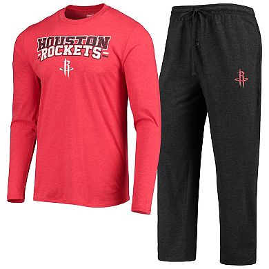 Men's Concepts Sport Black/Red Houston Rockets Long Sleeve T-Shirt & Pants Sleep Set