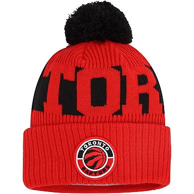 Men's New Era Red Toronto Raptors Sport Logo Cuffed Knit Hat with Pom