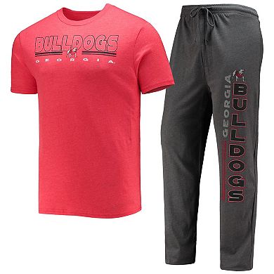 Men's Concepts Sport Heathered Charcoal/Red Georgia Bulldogs Meter T-Shirt & Pants Sleep Set
