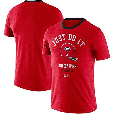 Men's Nike Red Georgia Bulldogs Vault Helmet Tri-Blend T-Shirt