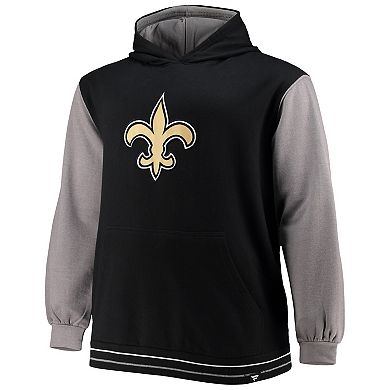 Men's Fanatics Branded Black/Gray New Orleans Saints Big & Tall Block Party Pullover Hoodie