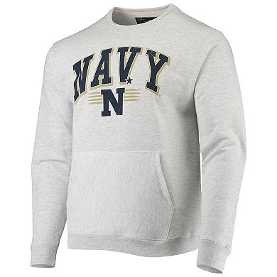 Men's League Collegiate Wear Heathered Gray Navy Midshipmen Upperclassman Pocket Pullover Sweatshirt