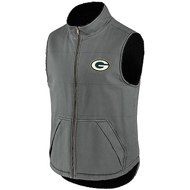 Men's NFL x Darius Rucker Collection by Fanatics Gray Green Bay Packers Sherpa-Lined Full-Zip Vest