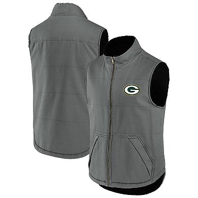 Men's NFL x Darius Rucker Collection by Fanatics Gray Green Bay Packers Sherpa-Lined Full-Zip Vest