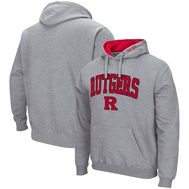 Men's Colosseum Heathered Gray Rutgers Scarlet Knights Arch & Logo 3.0 Pullover Hoodie