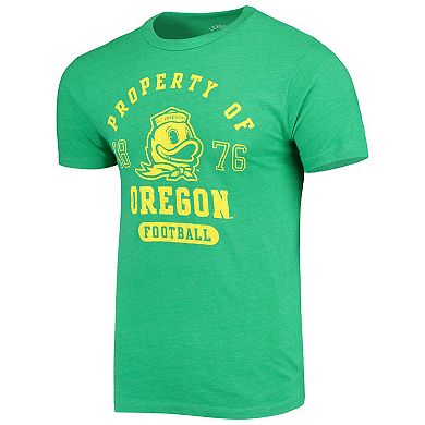 Men's League Collegiate Wear Heathered Green Oregon Ducks Hail Mary Football Victory Falls Tri-Blend T-Shirt