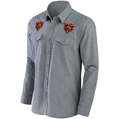 Men's NFL x Darius Rucker Collection by Fanatics Gray Chicago Bears Chambray Button-Up Long Sleeve Shirt