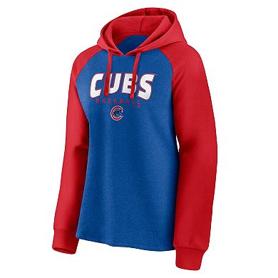 Women's Fanatics Branded Royal/Red Chicago Cubs Recharged Raglan Pullover Hoodie