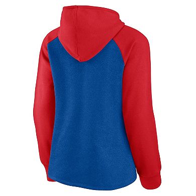 Women's Fanatics Branded Royal/Red Chicago Cubs Recharged Raglan Pullover Hoodie