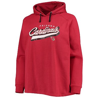 Women's Fanatics Branded Cardinal Arizona Cardinals Plus Size First Contact Raglan Pullover Hoodie