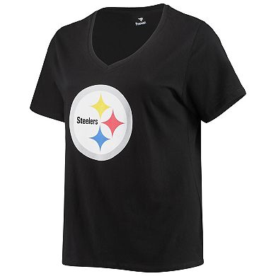 Women's Fanatics Branded Najee Harris Black Pittsburgh Steelers Plus Size Player Name & Number V-Neck T-Shirt