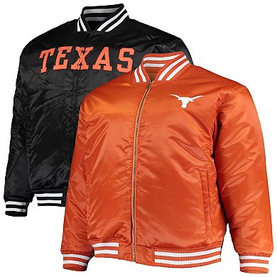 Men's Texas Orange/Black Texas Longhorns Big & Tall Reversible Satin Full-Zip Jacket