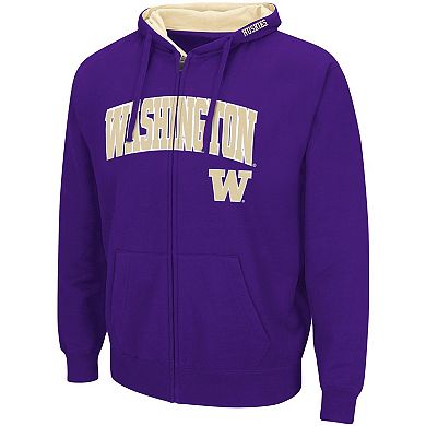 Men's Colosseum Purple Washington Huskies Arch & Logo 3.0 Full-Zip Hoodie