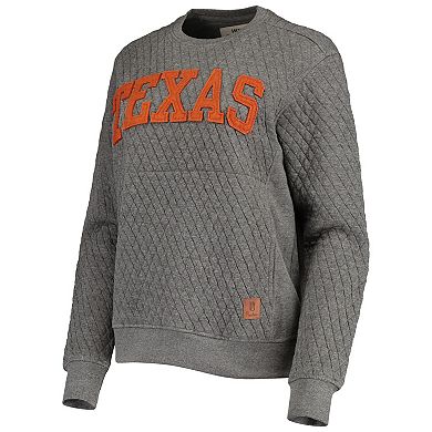 Women's Pressbox Heather Charcoal Texas Longhorns Moose Quilted Pullover Sweatshirt