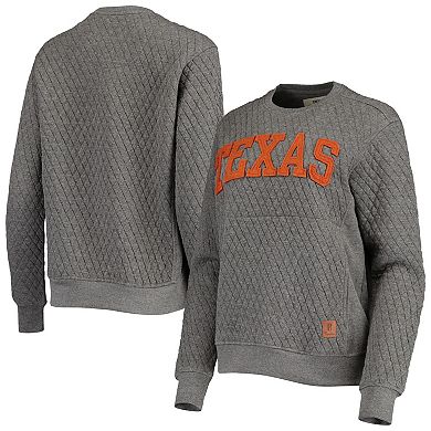 Women's Pressbox Heather Charcoal Texas Longhorns Moose Quilted Pullover Sweatshirt