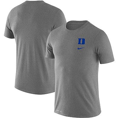 Men's Nike Heathered Gray Duke Blue Devils Logo Stack Legend Performance T-Shirt