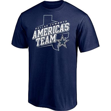 Men's Majestic Navy Dallas Cowboys Hometown Collection State Shape T-Shirt