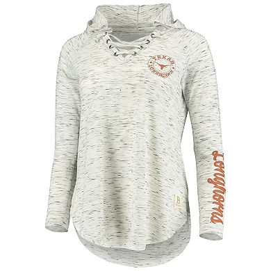 Women's Pressbox Gray Texas Longhorns Space-Dye Lace-Up V-Neck Raglan Long Sleeve T-Shirt