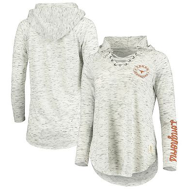 Women's Pressbox Gray Texas Longhorns Space-Dye Lace-Up V-Neck Raglan Long Sleeve T-Shirt