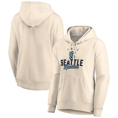 Women's Fanatics Branded Oatmeal Seattle Kraken Carry the Puck Pullover Hoodie Sweatshirt